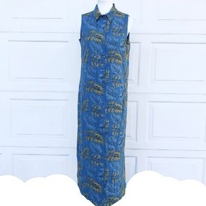 Vintage Blue 100% Silk Sleeveless Dress